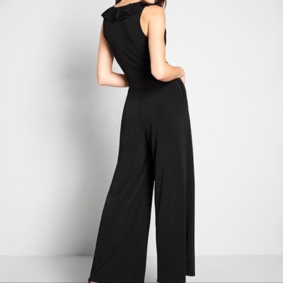 ModCloth Black Refined Ruffle Wide Leg Jumpsuit - Picture 8 of 10